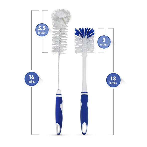 Water Bottle Cleaning Brushes - Set of 2 - 16in & 13in