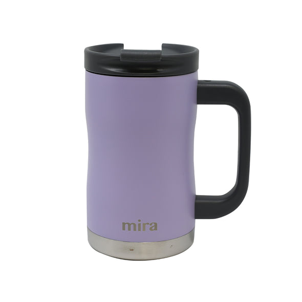 MIRA Coffee Mug Cup with Handle and Lid, 14 oz  Stainless Steel