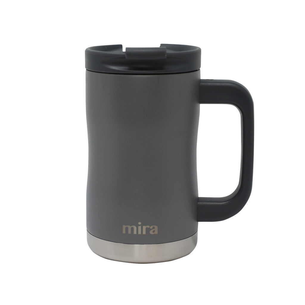 MIRA Coffee Mug Cup with Handle and Lid, 14 oz Stainless Steel – MIRA Brands