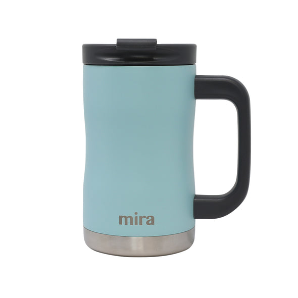 MIRA Coffee Mug Cup with Handle and Lid, 14 oz  Stainless Steel
