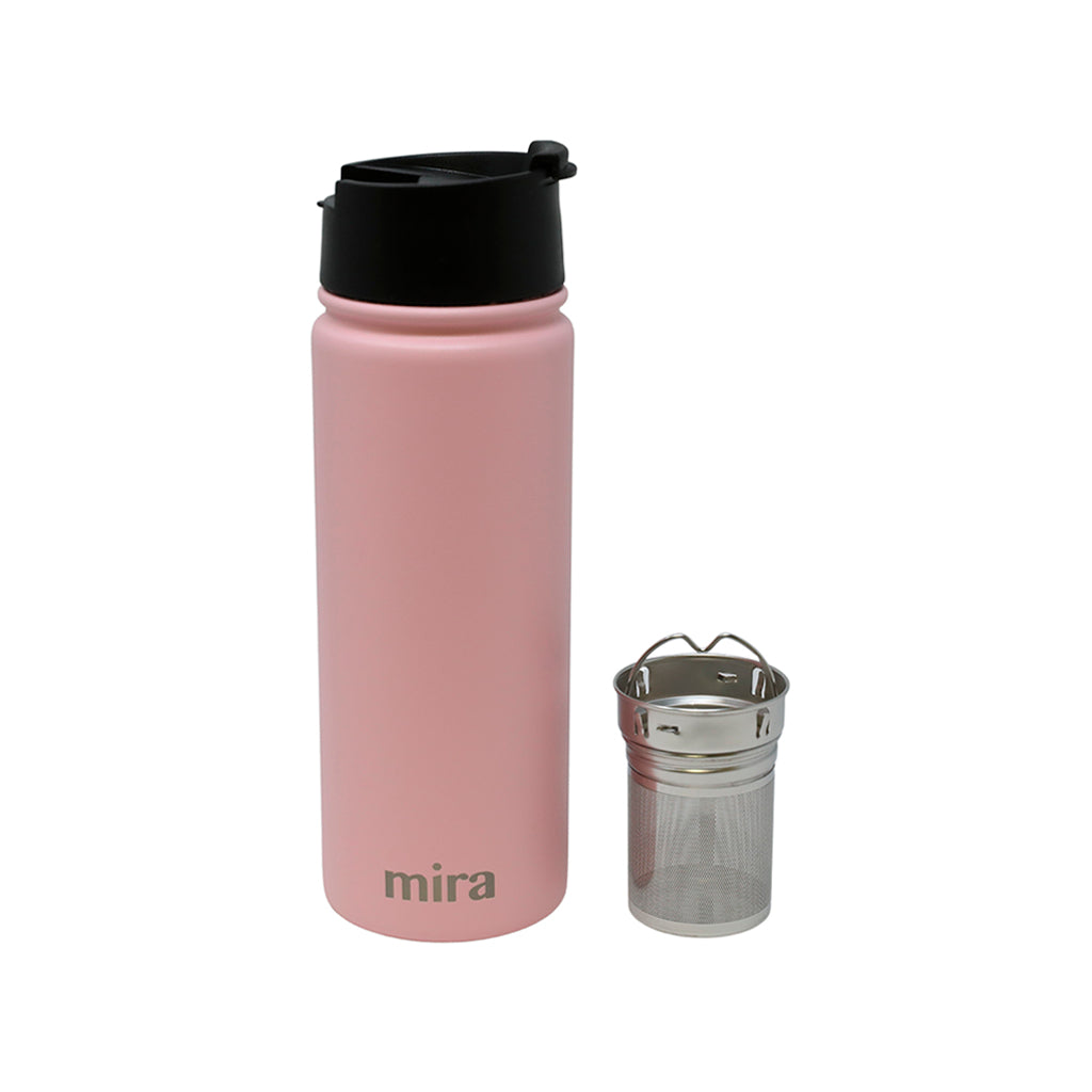 MIRA 18oz Stainless Steel Insulated Tea Infuser Bottle for Loose Tea,  Thermos Travel Mug, Sand