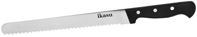ikasu 10 inch Bread Knife | Sharp Stainless Steel Serrated Edges, Full Tang Blade | Durable Handle