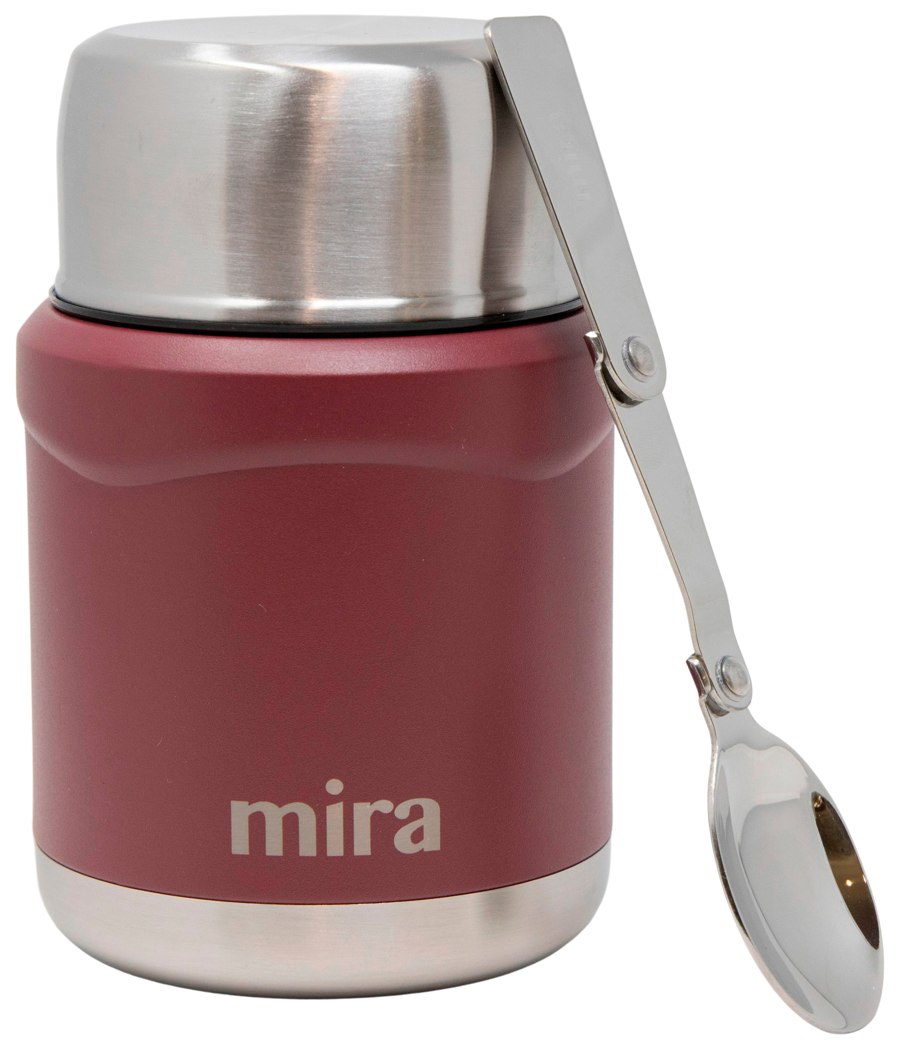 MIRA 15oz Thermos Food Jar with Spoon, Stainless Steel Vacuum Insulated,  Rose Pink 