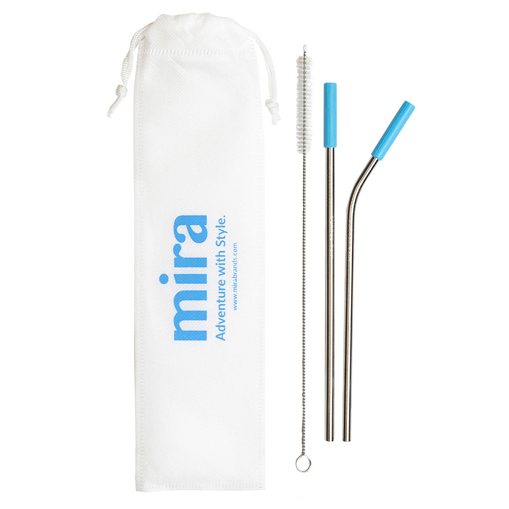 Stainless Steel Straw Set with Silicone Tip