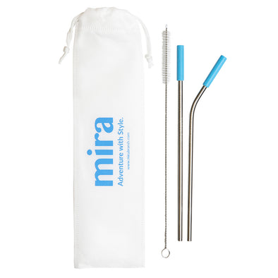 Stainless Steel Straw Set with Silicone Tip