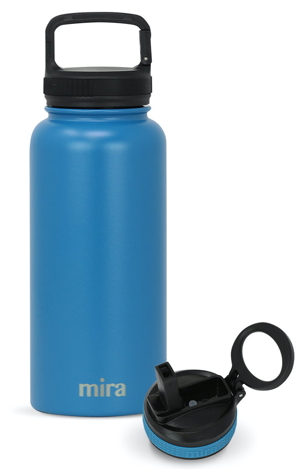 MIRA 32 oz Stainless Steel Insulated Sports Water Bottle - 2 Caps