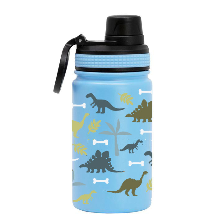 Mira 12 oz Kids Insulated Water Bottle with Straw Lid for School - Metal Stainless Steel Vacuum Insulated Thermos Flask - Dinosaurs