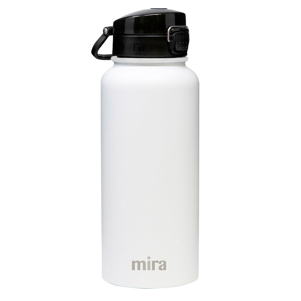 MIRA 32 oz Stainless Steel Insulated Sports Water Bottle - 2 Caps - Hydro  Metal Thermos Flask Keeps Cold for 24 Hours, Hot for 12 Hours - BPA-Free  Spout Lid Cap - Blue 